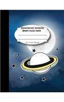 Composition notebook graph ruled paper 8.5x11" 200 page 4x4 grid per inch, Satern Moon night