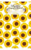 College Ruled Composition Notebook. Summer Flowers Theme: Lined Journal For All Your Note Takings. 6 x 9. Seamless Yellow Sunflower Summer Pattern Cover.