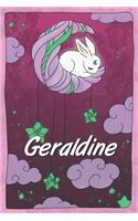 Geraldine: personalized notebook sleeping bunny on the moon with stars softcover 120 pages blank useful as notebook, dream diary, scrapbook, journal or gift id