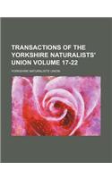 Transactions of the Yorkshire Naturalists' Union Volume 17-22: (English)