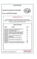 North Carolina Criminal Law and Procedure-Pamphlet 31