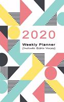 Weekly Planner Simple: Christian Organizer & Diary 2020 with Bible Verses (NIV) and Year at a Glance Calendar - Modern Pattern