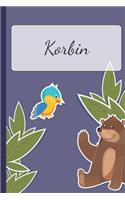 Korbin: Personalized Notebooks - Sketchbook for Kids with Name Tag - Drawing for Beginners with 110 Dot Grid Pages - 6x9 / A5 size Name Notebook - Perfect a