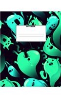 NoteBook: 7.5" x 9.25", 120 College Ruled Pages, Spooky Ghosts Themed Cover with Matte Finish