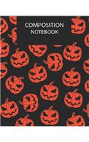 Composition Notebook: Halloween Pumpkin Jack O'Lantern 8 x 10 in - 150 Pages - College Ruled - Black Lined Paper Journal - Back to School, Classwork,