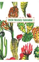 2020 Weekly Calendar: Watercolor Blooming Cactus
