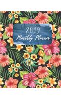 2019 Monthly Planner: Calendar Schedule Organizer and Journal Notebook with Spring Flowers Cover (January 2019 Through December 2019)
