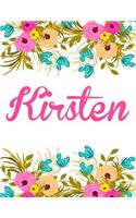 Kirsten: Personalised Name Notebook/Journal Gift For Women & Girls 100 Pages (White Floral Design)