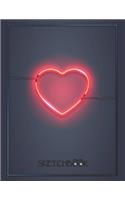 Sketchbook: Only Black Paper Valentines Day Sketchbook 8.5x11 inches