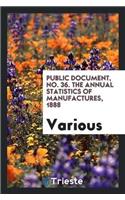 Public Document, No. 36. the Annual Statistics of Manufactures, 1888