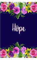 Hope: Personalized Name Pink Floral Design Matte Soft Cover Notebook Journal to Write In. 120 Blank Lined Pages