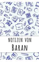Notizen von Baran: Kariertes Notizbuch mit 5x5 Karomuster für deinen personalisierten Vornamen