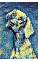 Beagle Notebook: 6x9 Blank Lined 110 Pages Dog Van Gogh Starry Night Art Style Journal
