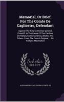 Memorial, Or Brief, For The Comte De Cagliostro, Defendant