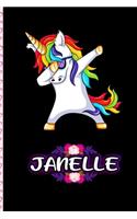 Janelle - Dabbing Unicorn personalized named Notebook: Personalized Dabbing Unicorn notebook For Girls Who Love Unicorns - Cute Unicorn, Cute Rainbow Unicorn For Kids, Girls, Students & Teachers Gift, va