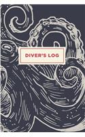 Scuba Diver Log Book: Track & Record 100 Dives - Nautical Vintage Style Octopus Design