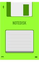 Green Notedisk Floppy Disk 3.5 Diskette Notebook [lined] [110pages][6x9]