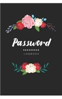 Password Logbook: Floral Watercolor Black Cover - Personal Internet Address and ID Password Organizer Journal Keeper Book with Tabs - Safety Online Social Media - Pas