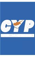 Cyp: Zypern Notizbuch mit karo 120 Seiten in weiß. Notizheft mit der zyprischen Flagge