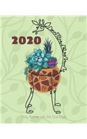 2020 Daily Planner with Dot Grid Pages: Cute Giraffe Succulents Design Day Calendar Notebook and Journal