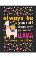 Always be yourself except when you can be a llama then always be a llama: Track And Plan Your Meals Weekly (53 Week Food Planner / Diary / Log / Journal / Calendar): Meal Prep And Planning Grocery List