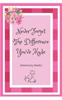 Never Forget The Difference You've Made: Veterinary Nurse Medic Notebook. Appreciation Journal Gift.