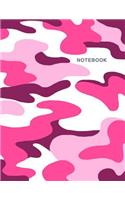 Notebook: Composition Book, Journal (8.5 X 11 Inches, 120 Pages, Lined Paper) Camouflage Design-Red