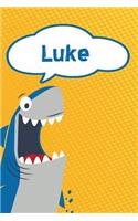 Luke: Personalized Shark Draw and Write Diary Journal Notebook Featuring 120 Pages 6x9