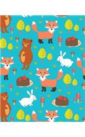 Bullet Journal Notebook Cute Foxes, Rabbits and Bears Pattern 4: 172 Numbered Pages with 160 Graph Style Grid Pages, 6 Index Pages and 2 Key Pages in Large 8 X 10 Size for Journaling, Writing, Planning or Doodling