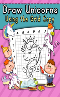 Draw unicorns using the grid copy: How to Draw a Unicorn using the grid line as a guide, Learn To Draw unicorns With Copy Grid, and coloring unicorns pages, grid copy unicorn sketchbo