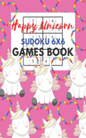 Happy Unicorn Sudoku 6x6 Games Book