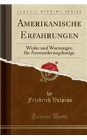 Amerikanische Erfahrungen: Winke Und Warnungen Fï¿½r Auswanderungslustige (Classic Reprint)