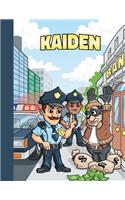 Kaiden: First Name Personalized Sketchbook with Large Blank Pages Pad for Drawing, Doodling and Sketching. Colorful Police Officers Cartoon Cover for Kids, 