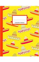 Composition Book: Wide Ruled Notebook Yellow Sombrero Hats Design Cover