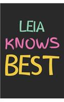 Leia Knows Best: Lined Journal, 120 Pages, 6 x 9, Leia Personalized Name Notebook Gift Idea, Black Matte Finish (Leia Knows Best Journal)