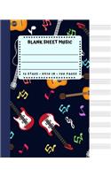 Blank Sheet Music: Guitar Music Notes Cover 8x10" 100 Pages 12 Stave Standard Manuscript Paper / Staff Paper, Musicians Notebook