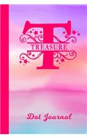 Treasure Dot Journal: Personalized Custom First Name Personal Dotted Bullet Grid Writing Diary - Cute Pink & Purple Watercolor Cover - Daily Journaling for Journalists & 