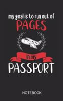 My Goal Is To Run Out Of Pages In My Passport Notebook: A5 (6x9 in) Notizbuch I 110 Seiten I Punktraster I Travel Journal Reisende, Backpacker und Welterkunder