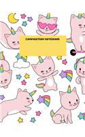 Composition Notebook: Primary Composition Notebook Grades K-2: Cute Caticorn Primary Journal for Girls and Children, Great for Writing, Drawing, Sketching, Doodling. PERF