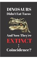 Dinosaurs Didn't Eat Tacos And Now They're Extinct. Coincidence?: Notebook Journal Diary. Dinosaurs and Tacos Blank Lined Notepad