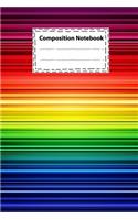 Composition notebook Vintage-Rainbow Abstract retro striped colorful
