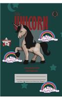 My Unicorn Primary Composition 4-7 Notebook, 102 Sheets, 6 x 9 Inch Olive Green Cover