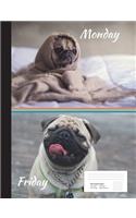 Pug Hates Monday 5 x 5 Graph Ruled Composition Book: Notebook 200 pages, 100 sheets