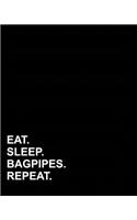 Eat Sleep Bagpipes Repeat: Blank Guitar Tab Paper, Guitar Tab Paper - 6 string guitar TAB clef - Music Staff Paper Book / Blank Music Composition Book