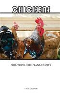 Chickens Monthly Note Planner 2019 1 Year Calendar