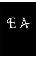 E a: Double Monogram Journal, 100 Pages, 6x9 Inches, Black Glossy Cover
