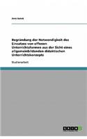 Begründung der Notwendigkeit des Einsatzes von offenen Unterrichtsformen aus der Sicht eines allgemeinbildenden didaktischen Unterrichtskonzepts