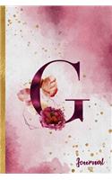 G Journal: 6 x 9 Pretty Gold Foil Floral Design Letter "G" Monogram Initial Book for Women and Girls: Wide Ruled Journal For All Your Home, School And Business