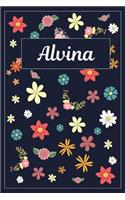 Alvina: Lined Writing Notebook with Personalized Name 120 Pages 6x9 Flowers