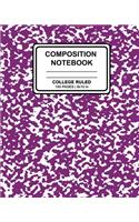 Composition Notebook: School Marble Purple Cover Design Ruled Blank Lined Paper Notebook for School, Office, Writing Notes